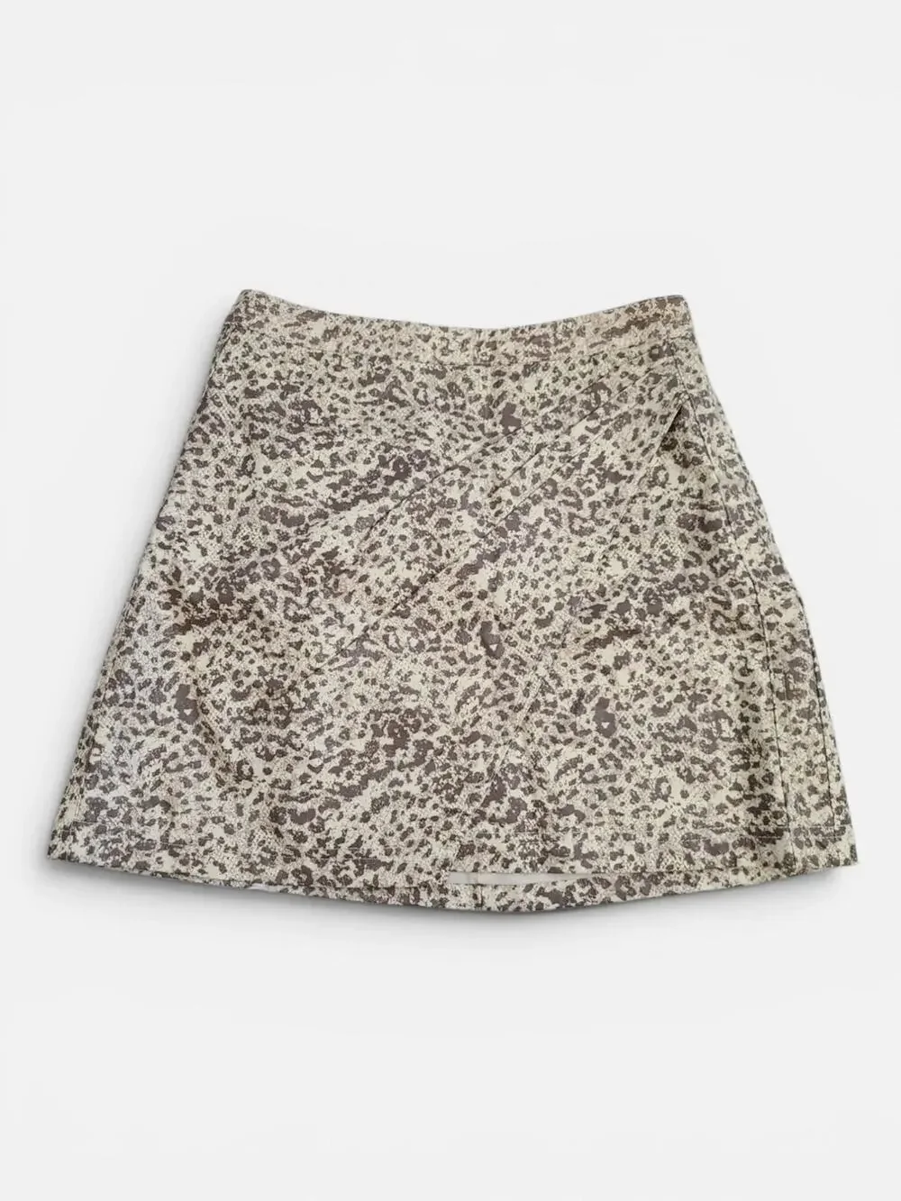 Free People NWT Fake Out Faux Leather Mob Wife Animal Print Mini Skirt